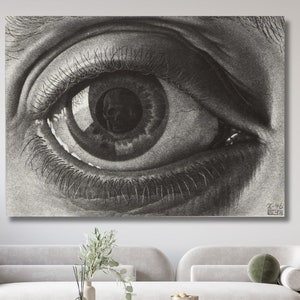 Maurits Cornelis Escher THE EYE Ready to Hang Canvas Wall Art , Dutch Artist, Imp-Art, M. C. Escher Gift, Maurits Escher Poster