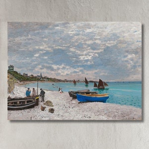 Claude Monet The Beach at Sainte-Adresse ( 1867 ) Canvas Wall Art Gallery Wrapped or Framed Giclee Wall Art Print Digitally Remastered