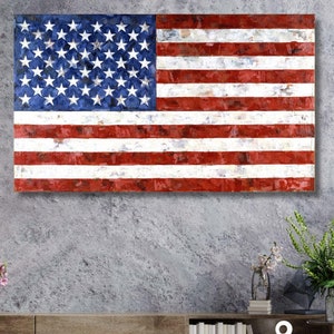 Jasper Johns Flag 1967 Wall Art, bandiera USA di Jasper Johns pronta da appendere su tela, poster con stampa della bandiera di Jasper Johns, The Flag Pop Art, arte della bandiera USA