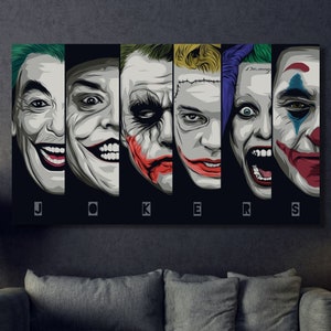 Tutti i Jokers pronti da appendere su tela arte murale / poster arte murale extra large decorazione per sala da pranzo decorazione murale da poker poster di fumetti, arte murale gangster