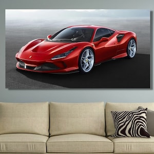 Red Ferrari Ready to Hang Canvas Wall Art, Ferrari  Wall Art, Extra Large Ferrari Poster,Ferrari Wall Decor ,Red Ferrari Poster,Supcar Print