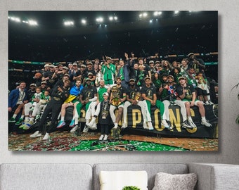 2023 - 2024 Champion Boston Celtics Ready to Hang Canvas Wall Art , Jaylen Brown Poster ,Jayson Tatum Poster, Basketball Canvas Print