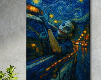 Poster Décoratif Joker Sur Nuit Étoilée De Van Gogh - 40x30 Cm - Impression Laser Sur Carton Premium - Sans Cadre - 3