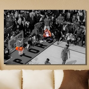 Kawhi Leonard Buzzer Beater pronto da appendere su tela, Toronto Raptors, regalo per fan NBA, poster di Kawhi Leonard, stampa artistica, stampa Toronto Raptors