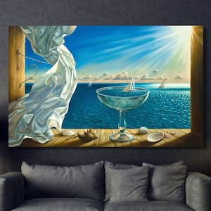 Oeuvre d'art murale en verre et mer de Vladimir Kush, reproduction sur toile, décoration d'intérieur, peinture de Vladimir Kush, peinture surréaliste, art moderne, prêt à accrocher