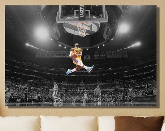 Lebron James Iconic Dunk Poster,Lebron James Dunk Ready to Hang Canvas Wall Art,Lebron James Poster,Lebron James  Print,Living Room Wall Art