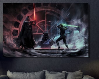 Luke vs Vader || Print | Star Wars art | Darth Vader canvas | Luke