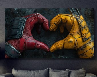 Deadpool & Wolverine Canvas Wall Art | Deadpool and Wolverine Ready to Hang Wall Art |Deadpool 3 Movie Poster High Quality Canvas Poster