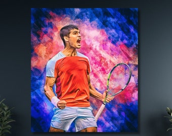Carlos Alcaraz Ready to Hang Canvas Wall Art,Carlos Alcaraz Poster,Carlos Alcaraz Tennis Poster,Extra Large Wall Art,Living Room Wall Art