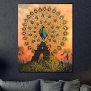 Vladimir Kush, oiseau sacré du Yucatan, prêt à accrocher, oeuvre d'art murale/affiche en toile, reproduction de décoration intérieure, affiche de Vladimir Kush, peinture surréaliste