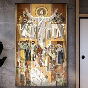 Jesus Touchdown Framed Canvas , Touchdown Jesus Poster Print Art Notre Dame College Football Man Cave Fighting Irish Bar Dorm Room Gift
