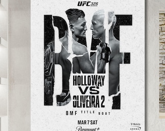 UFC 326: Póster de Holloway vs Oliveira 2 listo para colgar. Impresión artística en lienzo.