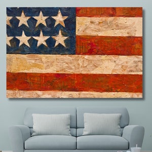 Jasper Johns USA Flagge fertig zum Aufhängen Leinwand Wand Kunst/Poster/Kunstdruck, Dekor für Haus & Büro Dekoration, USA Flagge Öl Gemälde Wand Kunst