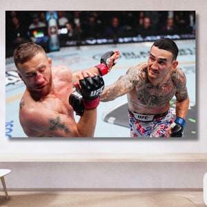 マックス・ホロウェイ KO ジャスティン・ゲイジー UFC ウォールアート すぐに飾れる！マックス・ホロウェイ キャンバス、マックス・ホロウェイ ポスター、ジム ウォールデコ、フィットネス ウォールアート