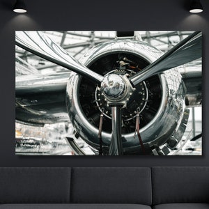 Airplane Turbine Ready to Hang Canvas Wall Art Aviation Aircraft Print Vintage Aviation Black and White Poster Canvas Aviator Gift for Pilot