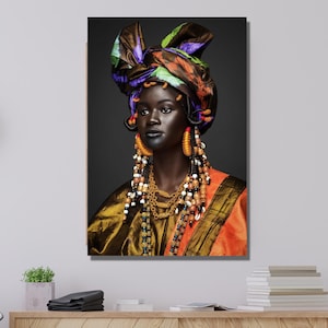 African Black Woman Canvas Wall Art,Beautiful African Girl Canvas Paintings Wall Art Pictures,Woman Wall Decor, African Art,Home Decor