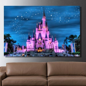 Cinderella Castle Ready to Hang Canvas Wall Art,Disney Castle Poster,Disneyland Print,Kids Room Decor Art,Gift for Kid,Cinderella Painting