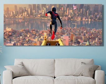 Spider-Man Across The Spider-Verse Canvas Wall Art/ Spider-Man Across The Spider-Verse Poster, Miles Morales Wall Hanging, Ready to Hang