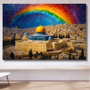Chronicles of Palestine: The Radiant Golden Dome Masjid in Jerusalem Canvas Wall Art | Islamic Wall Art - Islamic Gifts - Readyto Hang