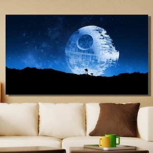 Return Of The Jedi Star Wars Landscape Ready to Hang, Starwars Death Star Canvas Wall Art,Star Wars Poster Print Art,Star Wars Wall Decor