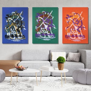 Set of 3 Joan Miro Chevauchée  Violet 1969 Canvas Wall Art,Joan Miro Poster,Surreal Wall Art ,Joan Miro Print,Luxury Wall Art,Surrealism Art