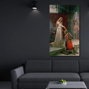 Edmund Blair Leighton The Accolade (1901) Quality Fine Art Print Framed Canvas Wall Art Edmund Blair Leighton Poster Canvas Painting Gift