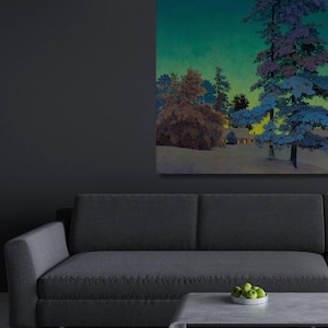 Maxfield Parrish Winter Night Landscape 1956 Quality Art Print Canvas Maxfield Parrish Poster Maxfield Parrish Ready to Hang Canvas Wall Art