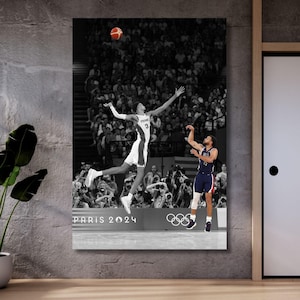 Stephen Curry Game-Winning 3-Pointer USA National Mannschaft 2024 Champion Bereit zum Aufhängen Leinwand Wandkunst, Stephen Curry Poster, Curry Wandkunst