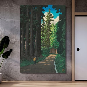 Hasui Kawase  Nikko Kaido Canvas Art, Japanese Canvas, Tree Lined Road, Forest Wall Art, Japanese Wall Art, Reproduction Canvas Home Decor