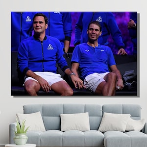 Rafael Nadal Roger Federer Crying Ready to Hang Canvas Wall Art Nadal Wall Art Rafael Nadal Federer Poster Sports Wall Art Tennis Fan Gift