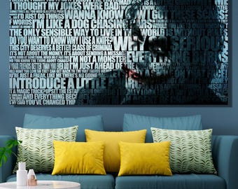 Arte de parede em tela pronta para pendurar do Coringa / Pôster extra grande para decoração de sala de jantar, decoração de parede para pôquer, pôster de quadrinhos, arte de parede de gângster.