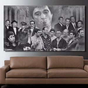 Movie Gangsters Ready to Hang Canvas Wall Art,Gangsters Poster, Mafia Print Art,Joker Poster,Scarface Canvas Wall Art,Luxury Wall Art Decor