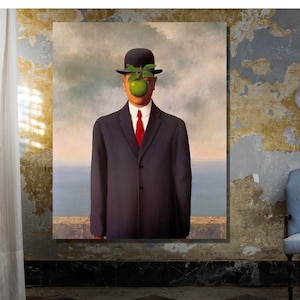 O Filho de um Homem Canvas Wall Art, René Magritte O Filho do Homem (1964) Pronto para pendurar Wall Art, Rene Magritte Artworks, Rene Magritte Poster