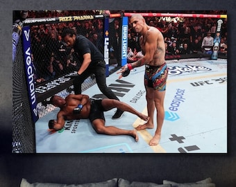 Alex Pereira after knocking out Jamahal Hill at UFC 300 Canvas Wall Art / Poster / Art Print UFC300 / Fitness Wall Art / Ready to Hang