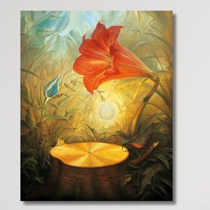 Affiche/oeuvre d'art murale Vladimir Kush Musique des bois prête à accrocher, Reproduction décoration d'intérieur, affiche Vladimir Kush, peinture surréaliste