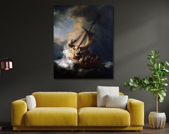 The Storm on the Sea of Galilee Rembrandt Canvas Wall Art Print | Printable Rembrandt Wall Art , Christian Art Gifts,Ready to Hang Wall Art