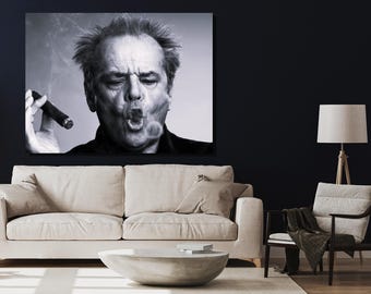 Jack Nicholson Ready to Hang Canvas Wall Art/Black and White Print/Jack Nicholson Poster/Jack Nicholson Art Print /Extra Large Wall Art/