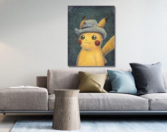 Pikachu With Grey Felt Hat - Pika-portrait Custom Pokémon Card - Etsy