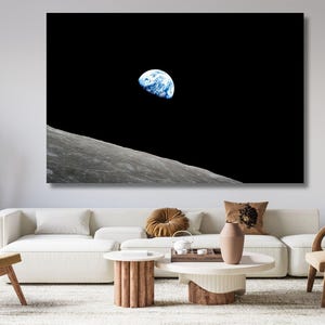 Earthrise Apollo 8 NASA Leinwand Kunst Druck Erde von der Mondoberfläche Von der Apollo 8 Mission Poster, Wissenschaftsposter, Apollo 8 Wandkunst