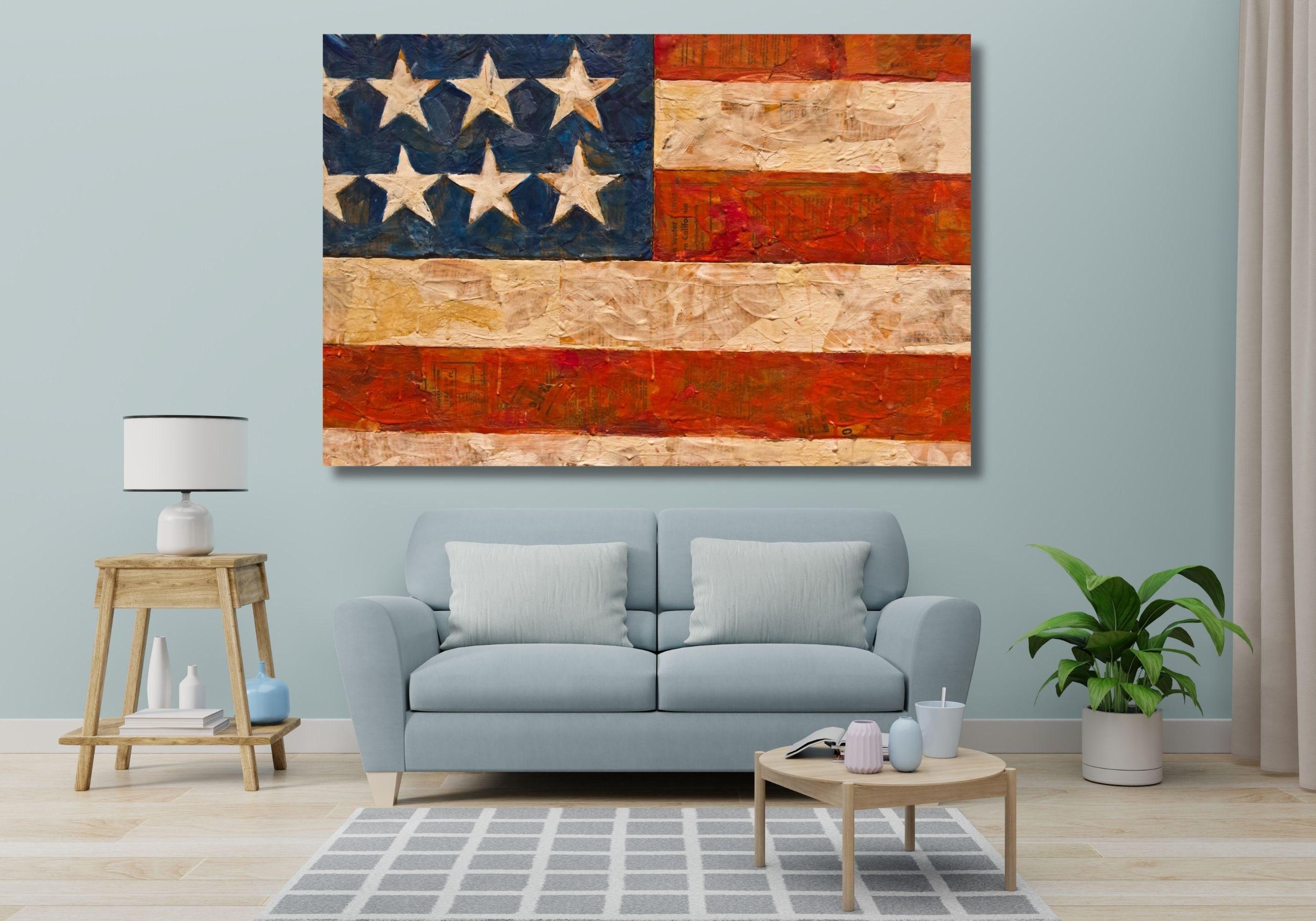 Jasper Johns USA Flag Ready to Hang Canvas Wall Art / Poster / Art