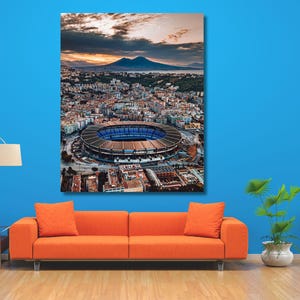 Stadio San Paolo Quality Print Framed Canvas Wall Art SSC Napoli Poster Man Cave Wall Art Soccer Game Serie A 2024/2025 Champions SSC Napoli