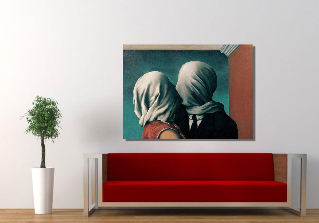 The Lovers by Rene Magritte Canvas Wall Art Reproduction Wall Art Oversize Wall Art Surrealism