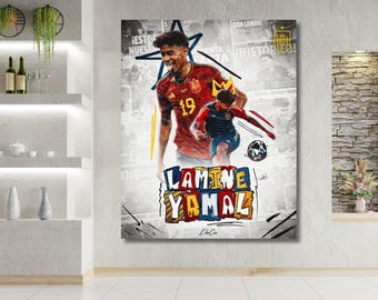 Lamine Yamal Poster, Lamine Yamal Ready to Hang Canvas Wall Art / Barcelona Poster / Football Fan Gifts / Extra Large Wall Art Spain Poster
