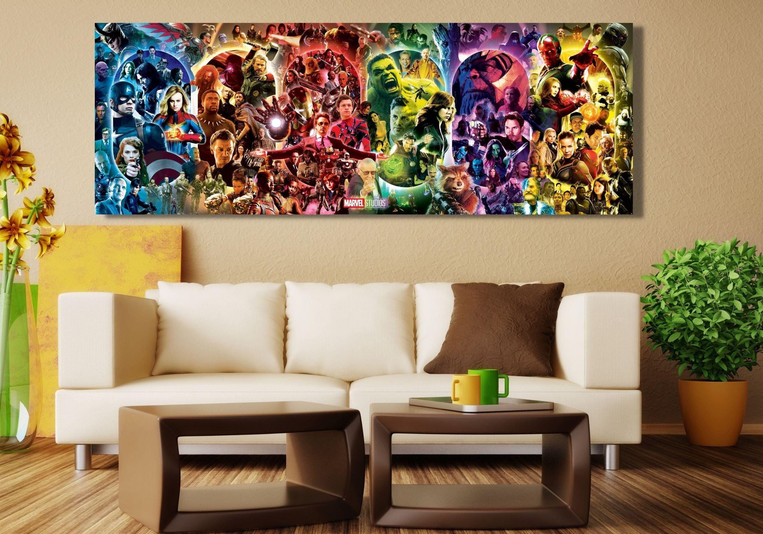 All Marvel Universe Panorama Ready to Hang Canvas Wall Art Movie