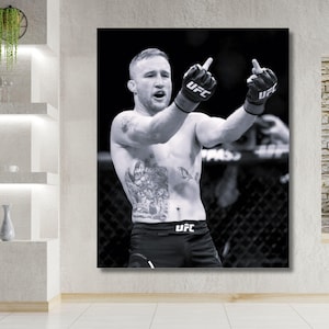 Justin Gaethje Middle Finger Canvas Wall Art, Poster Print BMF Title Backflip Justin Gaethje Poster,Ready to Hang ! Gym Fitness Wall Decor