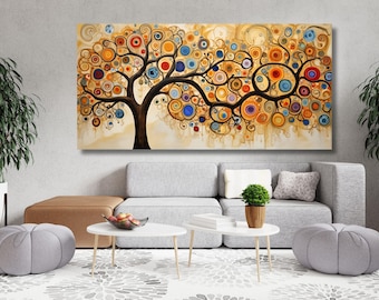 Tree of life Gustav Klimt style Canvas Wall Art Poster Print Modern Picture Living Room Office Stretched on Frame or rolled Gustav Klimt Art