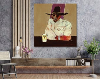 Indian With Beer Can by Fritz Scholder Quality Print Framed Canvas
