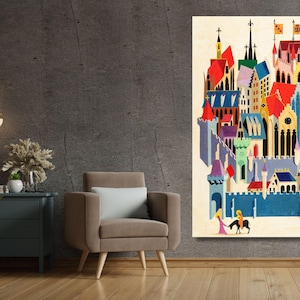 クリスマスの物語 Eyvind Earle による高品質プリント すぐに掛けられるキャンバスウォールアート、Eyvind Earle ポスター、ヴィンテージアート、風景ウォールアート