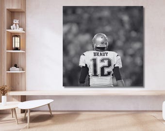 Tom Brady inramad canvastavla, Tom Brady-affisch, Tom Brady-tryck, fotbollstryck, sportväggkonst, man cave, present, barnrumsdekor