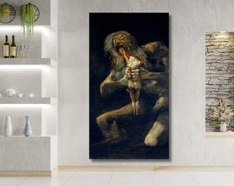 Saturn Devouring His Son by Francisco Goya Canvas Wall Art Print Poster,Francisco Goya Artwork Print  Poster Francisco Goya Canvas Print